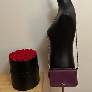 Coach Crossgrain Leather Bea Elegant Purple Crossbody Bag with removable chain